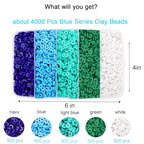4000pcs Blue Clay Beads Bracelet Making Kit, 6mm Flat Round Polymer Spacer Heishi Beads for Jewelry Making 4000 (Blue) - color: Blue