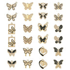 Craftdady Crystal Rhinestone Pendants Butterfly Heart Rhombus Bowknot Earring Charms Alloy Enamel Metal Pendants Light Gold Bracelet Charms for DIY Craft Necklace Jewelry Making - color: Black Butterfly