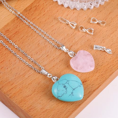 925 Sterling Silver Pinch Bail Clasp, 6 Pcs Hypoallergenic White Gold Plated Slider Necklace Pendant Pinch Clip with Open Loop Snap Bail Necklace Pendant Clasp Connectors for Jewelry Making - color: 6Pcs