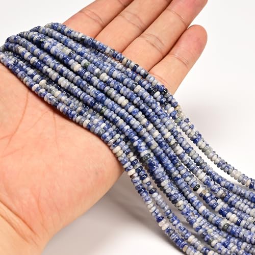 ICAI Beads Natural 2x4mm Rondelle Beads, Abacus Disk Stone Spacer Beads – Loose Natural Gemstone Beads for DIY Bracelet, Necklace, Jewelry Making (Blue Jasper) - color: Blue Jasper, size: 2x4