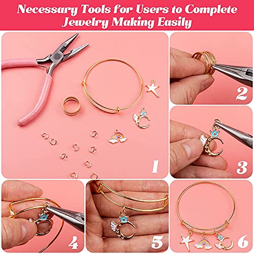 Sofier 542pcs Bangle Bracelet Making Kit DIY Jewelry Making Kit and Supplies Expandable Charm Bracelets Pendants Plier Set Toy Art Craft Gift for Girl Teen Women Adult - color: Multiple