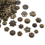 BronaGrand 100 Gram(About 150-250pcs) Bali Style Jewelry Making Metal Bead Caps Deluxe New Mix,Bronze - color: Bronze