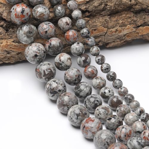 6mm Flame Stone Natural Stone Beads Round Loose Beads for Jewelry Making Yochus DIY Beads Bracelet Necklace - color: Flame Stone, size: 6mm
