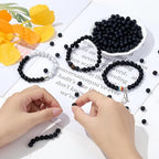 DUQGUHO Matte Agate Beads 8mm Natural Crystal Black Round Polishing Stone Genuine Gemstone Beads for DIY Jewelry Making 47 Pcs - color: Black#4