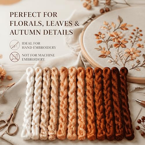Natural 100% Silk Thread, Handmade Embroidery Thread Silk Floss 12 Colors 110m Each (76) - color: 76
