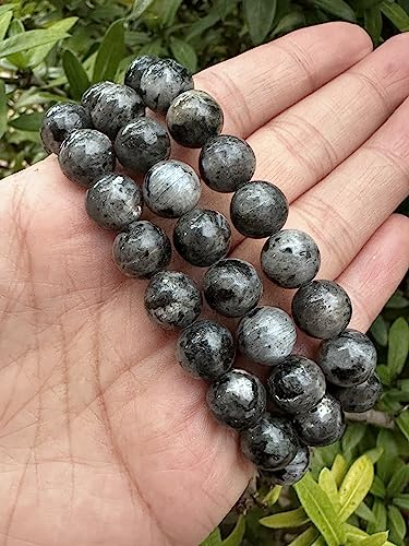 GAF TREASURES Grade A ++ Gemstone Round Bead Adjustable Bracelet 10mm, Genuine Crystal Bead Bracelet, Gift for Men & Women - color: Black Labradorite