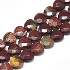 Fashewelry 18pcs Faceted Heart Natural Red Jasper Stone Beads Tumbled Chakra Gemstone Beads Crystal Healing Drilled Loose Beads for Earring Bracelet Necklace Jewelry Making, 10x10mm - color: Red Jasper, 10x10mm