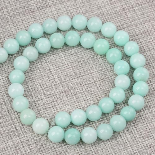 75PCS 10MM Natural Stone Amazonite Chalcedony Loose Beads for Jewelry Making DIY Bracelet Necklace 2 Strands - color: Amazonite Chalcedony, size: 10mm (2 strands)