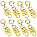 OHINGLT 14K Gold Plated 925 Sterling Silver Magnetic Necklace Clasps and Closures,Gold and Silver Bracelet Clasp Converter for Jewelry Making Supplies,Chain Extender Connector for Bracelet - color: 8Pcs Gold
