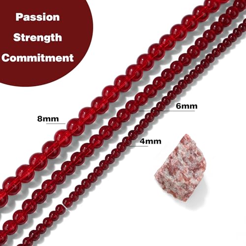 Raicegs 100pcs 4mm Garnet Beads Natural Gemstone Beads Round Loose Beads for Jewelry Making DIY Bracelets Necklace - color: Garnet, size: 4mm Round