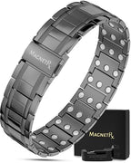 MagnetRX® 3X Strength Magnetic Bracelets for Men – Effective Magnetic Mens Titanium Bracelet – Premium Fold–over Clasp & Adjustable Length with Sizing Tool & Gift Box (Gunmetal) - color: Gunmetal (3X Strength)