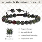 ANAYA AGATE Energy Protection Crystal Handmade Adjustable Bead Bracelet Perfect for Men, Women’s Christmas Gift - Gemstone Healing Stretch Bracelet Pulsera Para Hombre Mujer Stocking Stuffer - color: Dragon Bloodstone