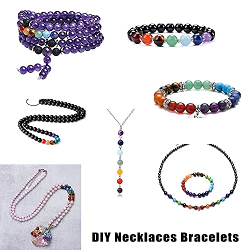 AD Beads 8mm Natural Loose Beads 112 Pieces for Making mala Necklace or Bracelet (7 Chakra Beads) - color: 7 Chakra Beads