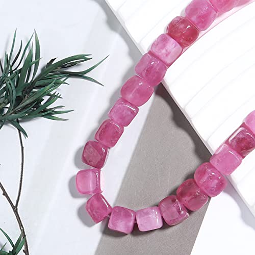 8MM Natural Hibiscus Jade Gemstone Loose Square Cube Beads Stone Healing Power for Jewelry Making DIY Bracelet Necklace - color: Hibiscus Jade