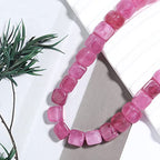 8MM Natural Hibiscus Jade Gemstone Loose Square Cube Beads Stone Healing Power for Jewelry Making DIY Bracelet Necklace - color: Hibiscus Jade