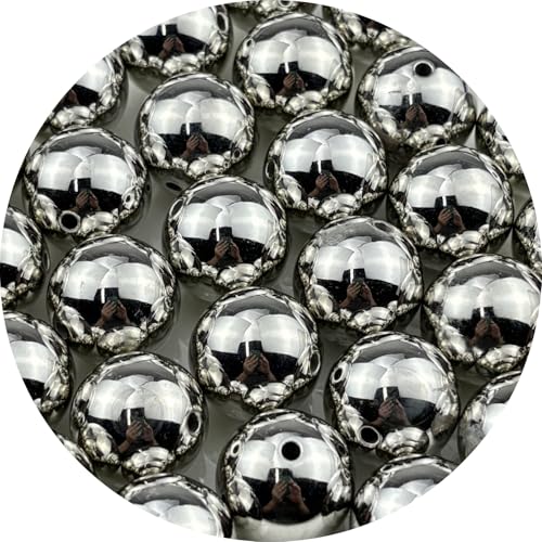 40pcs Silver Plated Round Beads for Craft 20mm Smooth Round Ball Spacer Beads for Jewelry Making DIY Necklaces Bracelets Earrings Decoration - color: Silver, size: 20mm
