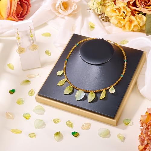 Beadthoven 136pcs Fall Leaf Beads Yellow Green Glass Crystal Small Tree Leaf Bead Charm Thanksgiving Day Transparent Fall Autumn Leaves Craft Spacers for DIY Jewelry Making Bracelet Hair Accessory - color: Yellow Green