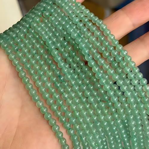 MJDCB Natural Stone Beads Green Aventurine Round Loose Beads for Jewelry Making DIY Bracelet Necklace (4mm) - color: Aventurine, size: 4mm