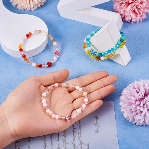 Elecrelive Glass Round Beaded Bracelet Set Clay Beaded Bracelets Stretch Bracelets - color: 4 Colors