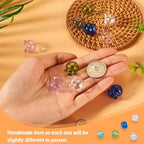 FASHEWELRY 12Pcs Glass Jellyfish Beads Flower Bead Cap 15x16mm Clear Wind Bell Flower Beads 6 Colors Glass Fishing Bead for Wind Chimes Craft Tassel Jewelry Making Keychain Ornament - color: Bell Flower Beads, 15x16mm