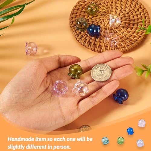 FASHEWELRY 12Pcs Glass Jellyfish Beads Flower Bead Cap 15x16mm Clear Wind Bell Flower Beads 6 Colors Glass Fishing Bead for Wind Chimes Craft Tassel Jewelry Making Keychain Ornament - color: Bell Flower Beads, 15x16mm
