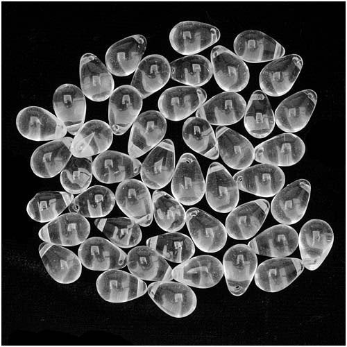 Czech Glass Beads 9mm Teardrops Crystal Clear (50)
