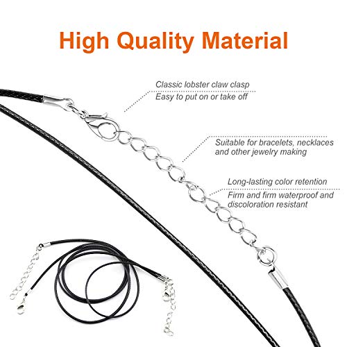 EuTengHao 120Pcs Necklace Cord Bulk, Black Waxed Necklace Cord String for Jewelry Necklace Bracelet Making (24 inch Length,1.5mm Width)