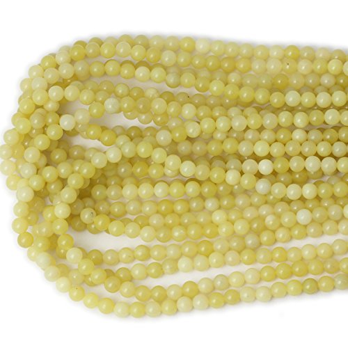 60PCS 6mm Natural Yellow Lemon Jade Gemstone Round Loose Beads for Jewelry Making DIY Findings 1 Strand 15" - color: Lemon jade, size: 6mm