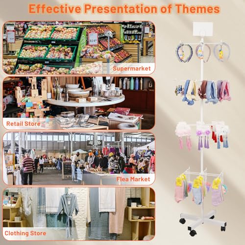 Flenpptly Retail Display Stand Rotating Display Stand 4 Tier Spinning Display Stand for Craft Shows, Jewelry, Keychain, Earring Adjustable Height Retail Display Racks (White) - color: 4-Tier White
