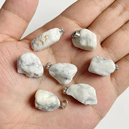 10pcs Irregular Raw Natural Howlite Rock Stone Pendant Healing Crystal Chakra Gemstone Charm for Jewelry Making DIY Necklace Earrings Accessories Reiki - color: Howlite