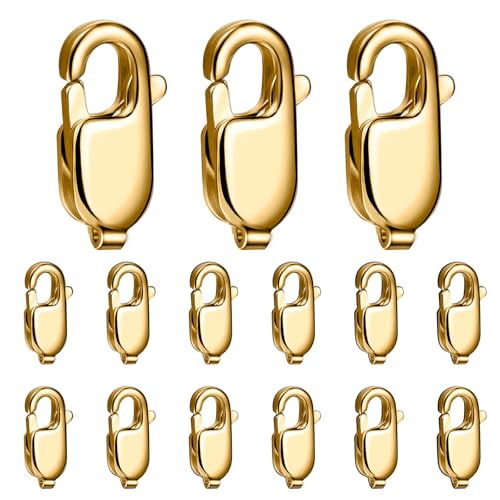 15PCS 16MM Gold Lobster Clasps, 18K PVD Gold Plated 316 Stainless Steel Lobster Claw Clasps Bulk for Necklace Bracelet Jewelry Making DIY Craft - color: Gold Color, size: 16MM