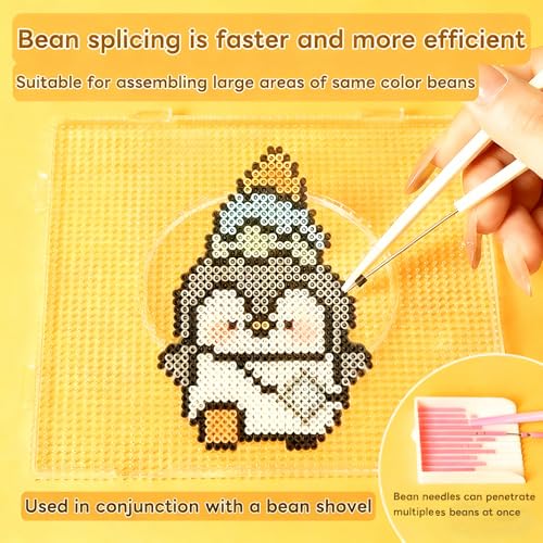 2.6mm Mini Fuse Beads Tray Set, 4-in-1 Picking Tool Kit with Single Needle Tweezer & Spoon for Perler Beads, Arts and Crafts Supplies (White) - color: white