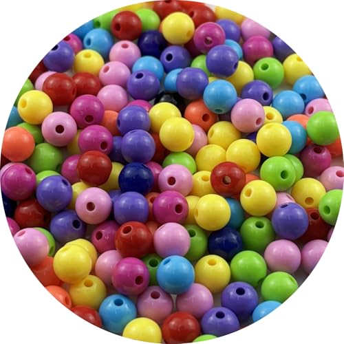 200pcs Acrylic Round Beads for Crafts 10mm Resin Candy Color Spacer Beads with Hole for Jewelry Making Sewing Crafts Decoration Necklaces Bracelets Earrings Supplies(Dark Mix Colors) - color: Dark Mix Colors, size: 10mm