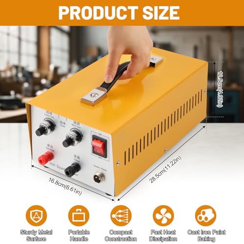 Jewelry Spot Welder Machine, 30A Professional Spot Welder for Gold Silver Platinum, Handheld Pulse Arc Spot Welding Machine for Jewelry DIY Precision Repair (Yellow)