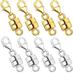 OHINGLT Magnetic Necklace Clasp Extra Strong, Gold and Silver Plated Magnet Jewelry Clasps Converters, Bracelet Extender for Women Seniors - color: 8Pcs | 4Gold & 4Silver