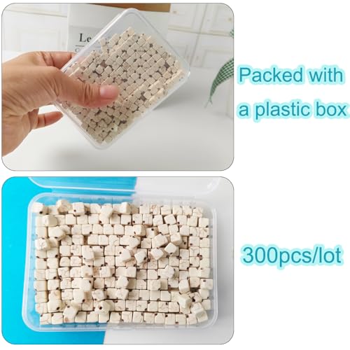 PAMIR TONG White Cube Space Beads for Jewelry Making 6mm 300pcs Natural Turquoise Stone Square Lanyard Space for Garland Keychain DIY Handmade Craft Beads for Necklace Bracelet Supplies - color: White Square