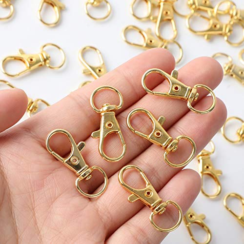 100PCS Gold Swivel Clasps Lanyard Snap Hooks with Key Rings, Key Chain Clip Hooks Lobster Claw Clasps for Keychains Jewelry DIY Crafts - color: Gold