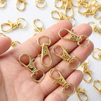 100PCS Gold Swivel Clasps Lanyard Snap Hooks with Key Rings, Key Chain Clip Hooks Lobster Claw Clasps for Keychains Jewelry DIY Crafts - color: Gold