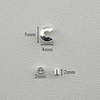 2mm Tiny Tube Crimp Beads and 4mm Crimp Bead Knot Covers Half Round Easy to Position Two Sides Keep Flush Close Neatly Evenly Stop Wire Wear No Irritate for Jewelry Craft Silver 90sets - size: 4mm-2mm-Silver-90Pcs