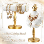 AceOrbit 6 Pcs Jewelry Display Set, Velvet Jewelry Mannequin Display, T-bar Bracelet Holder, Earring and Ring Finger Stand