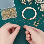 PH PandaHall 240pcs 18K Gold Disc Sapcer Beads, 4mm Flat Round Beads Heishi Rondelle Bead Solid Brass Bead Metal Spacers for Summer Stackable Necklace Bracelet Jewelry Making - size: 4mm