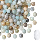 Natural Stone Beads 100pcs 8mm Amazonite Polish Round Stone Beading Loose DIY Smooth Beads for Bracelet Necklace Earrings Making - color: Amazonite, size: 100pcs