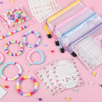Rujiaoa Bracelet Making Kit Bulk 24 Pack, Individually Pre-Packed Pony Bead Kits for Party Favors & Classroom Activities, DIY Jewelry Making Set with Zipper Bags, Tattoos & Instructions