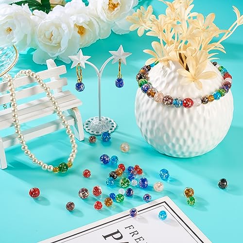 Elecrelive 96pcs Glow in The Dark Glass Beads 6mm/8mm/10mm Lampwork Luminous Round Glass Beads for Jewelry Making DIY Bracelet Earring Necklace Making - color: Mix 8 Colors