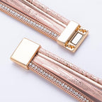 FANCY SHINY Mothers Day Gifts Boho Leather Wrap Bracelet Stackable Infinity Chunky Cuff Bracelets Western Hippie Outfits Jewelry Valentine Gifts for Women - color: Shiny Pink