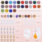 AIPRIDY Jewelry Making Beads Set, 300 PCS 10mm Rhinestone Clay Beads, 8mm Mixed Color Spacer Beads with Pearl and Floral Beads for DIY Jewelry Making (White + Blue Series) - color: White + Blue Series
