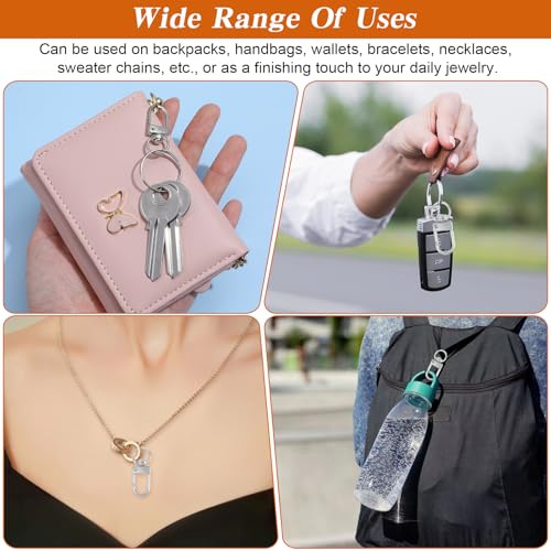 Xindojuz 30 PCS Metal Lobster Claw Clasps for Keychains and Jewelry Making, 360° Swivel Lanyards Snap Hooks Strap with Key Rings, Key Chains Connector Purses Straps Bag Charm DIY Accessories (Silver) - color: Silver