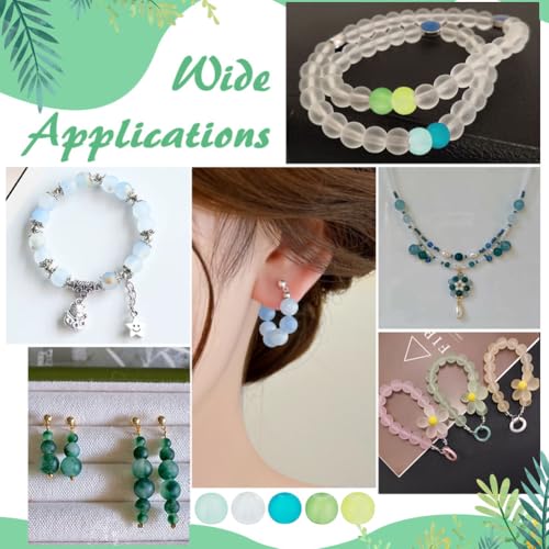 PH PandaHall 500pcs 6mm Frosted Glass Beads, St Patrick's Day Green Bead 5 Colors Transparent Crystal Beads for Summer Beading Necklace Bracelet Jewelry Making DIY Crafts - color: Green