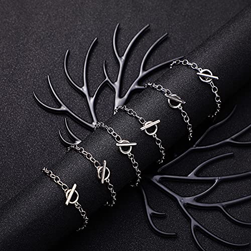 Hicarer 45 Pieces Bracelet Chains with OT Toggle Clasp Stainless Steel Bracelet Link Chains DIY Jewelry Making Supplies for Women Jewelry Crafts(Silver) - color: Silver
