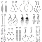 15 Pairs Wholesale Clip on Earrings for Women Trendy,Lightweight Clipon Earrings for Women in Silver Tone - style: Style A